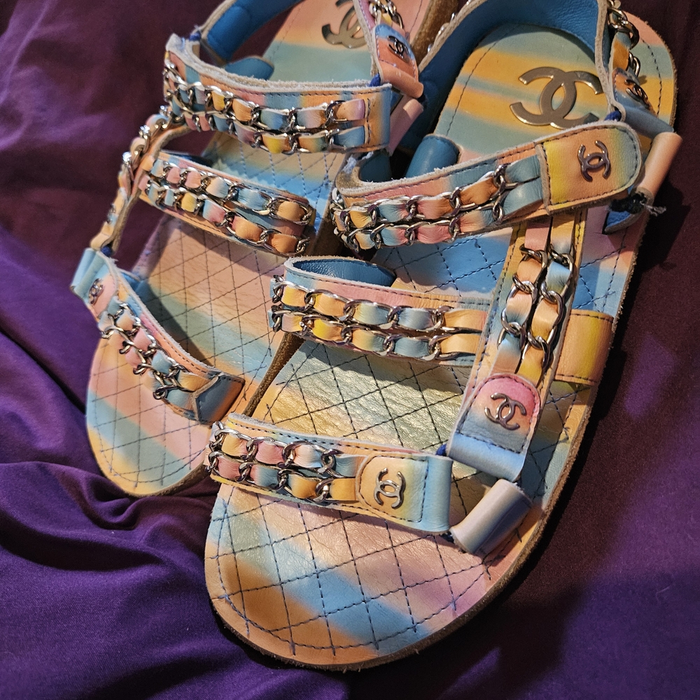 CHANEL Rainbow DAD Sandals sz37 (6.5)
